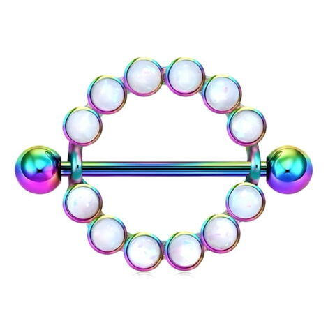 Nipple Ring Pairs with Synthetic White Opal Shield - Image 4