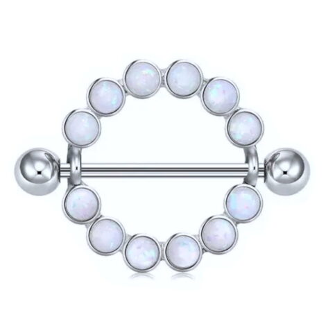 Nipple Ring Pairs with Synthetic White Opal Shield - Image 3