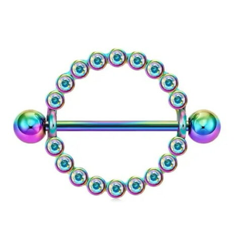 Nipple Ring Pairs with Aurora Borealis CZ Set Shield - Image 3