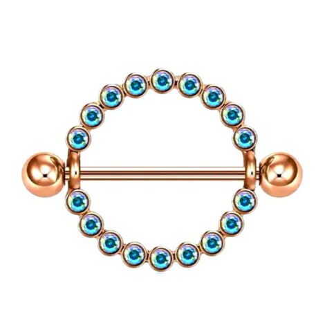 Nipple Ring Pairs with Aurora Borealis CZ Set Shield - Image 4