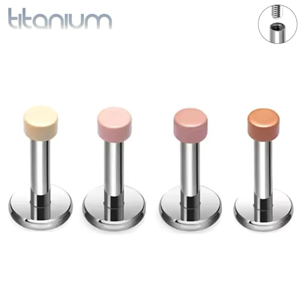 ASTM Titanium Hider Labret Studs with Micro 2mm Threaded Tops