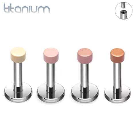 ASTM Titanium Hider Skin Tone Labret Studs with Micro 2mm Tops