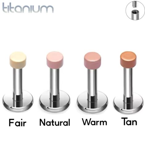 ASTM Titanium Hider Labret Studs with Micro 2mm Threaded Tops - Image 2
