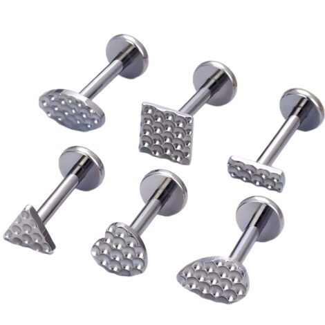 ASTM Titanium Labret Cartilage Stud Mix Tops with Hammered Craters - Image 3