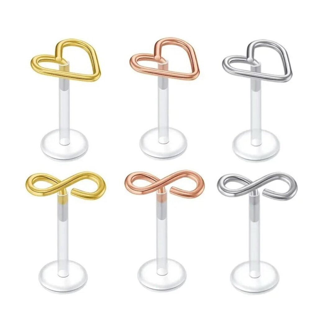 BioPlast Labret Cartilage Stud with Heart/ Infinity Top