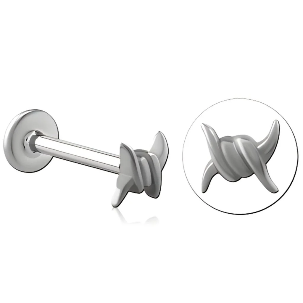 100% 316L Surgical Steel Threaded Labret with Twisted Wire Top