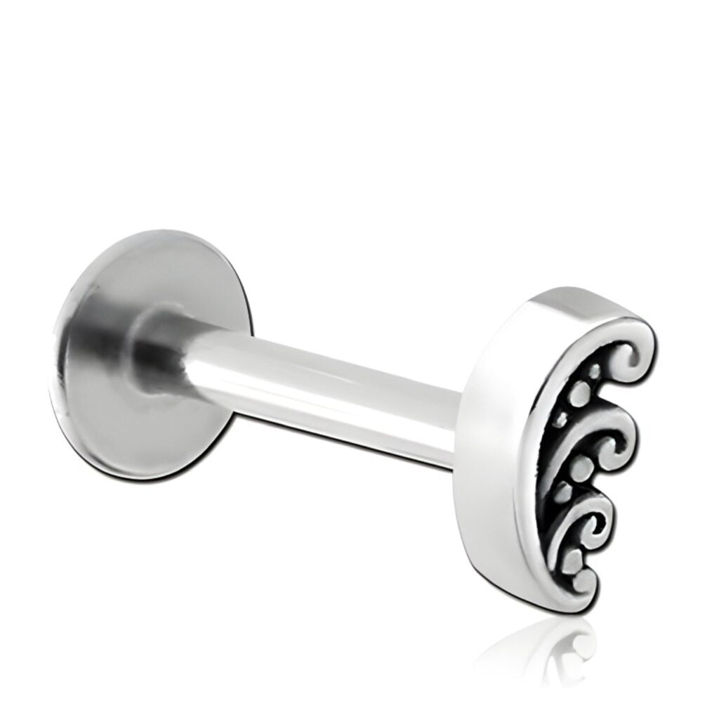 100% 316L Surgical Steel Labret with Micro Filigree Wave Top