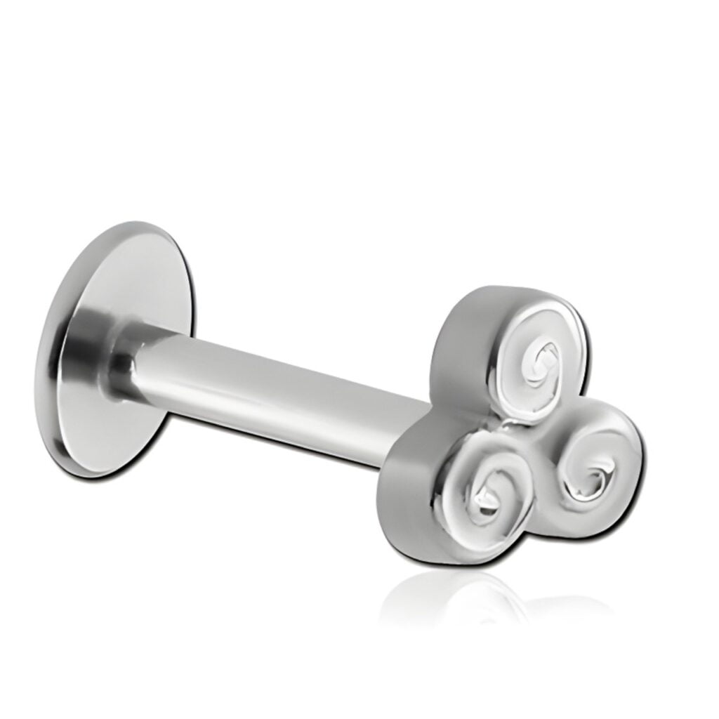 100% 316L Surgical Steel Labret with Micro Trilogy Spiral Top