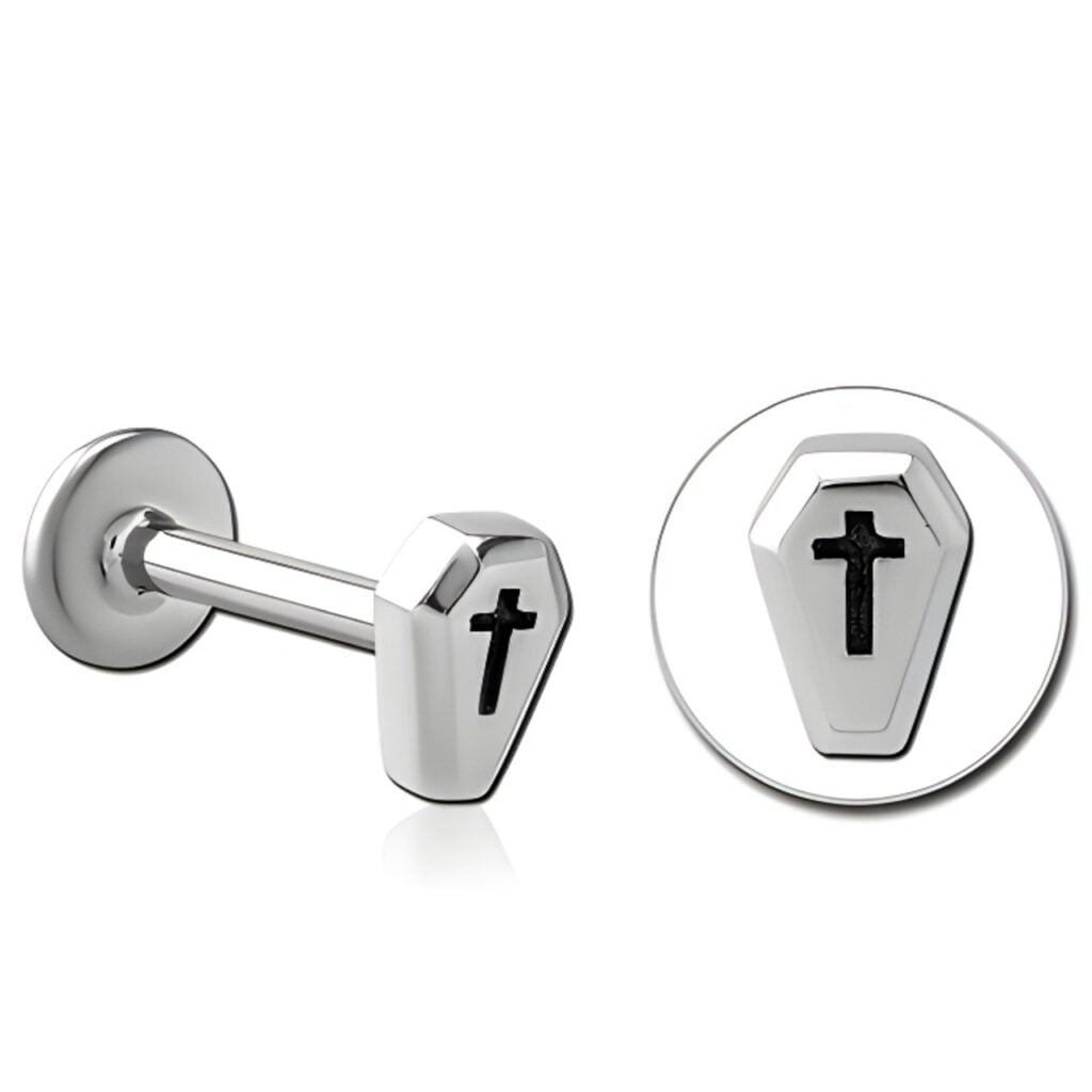 100% 316L Surgical Steel Labret with Micro Coffin Top