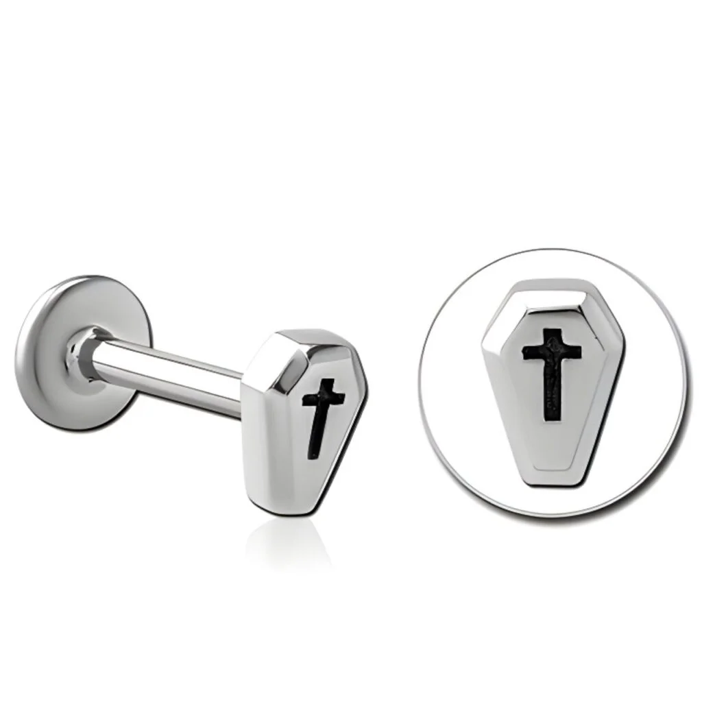 100% 316L Surgical Steel Labret with Micro Coffin Top