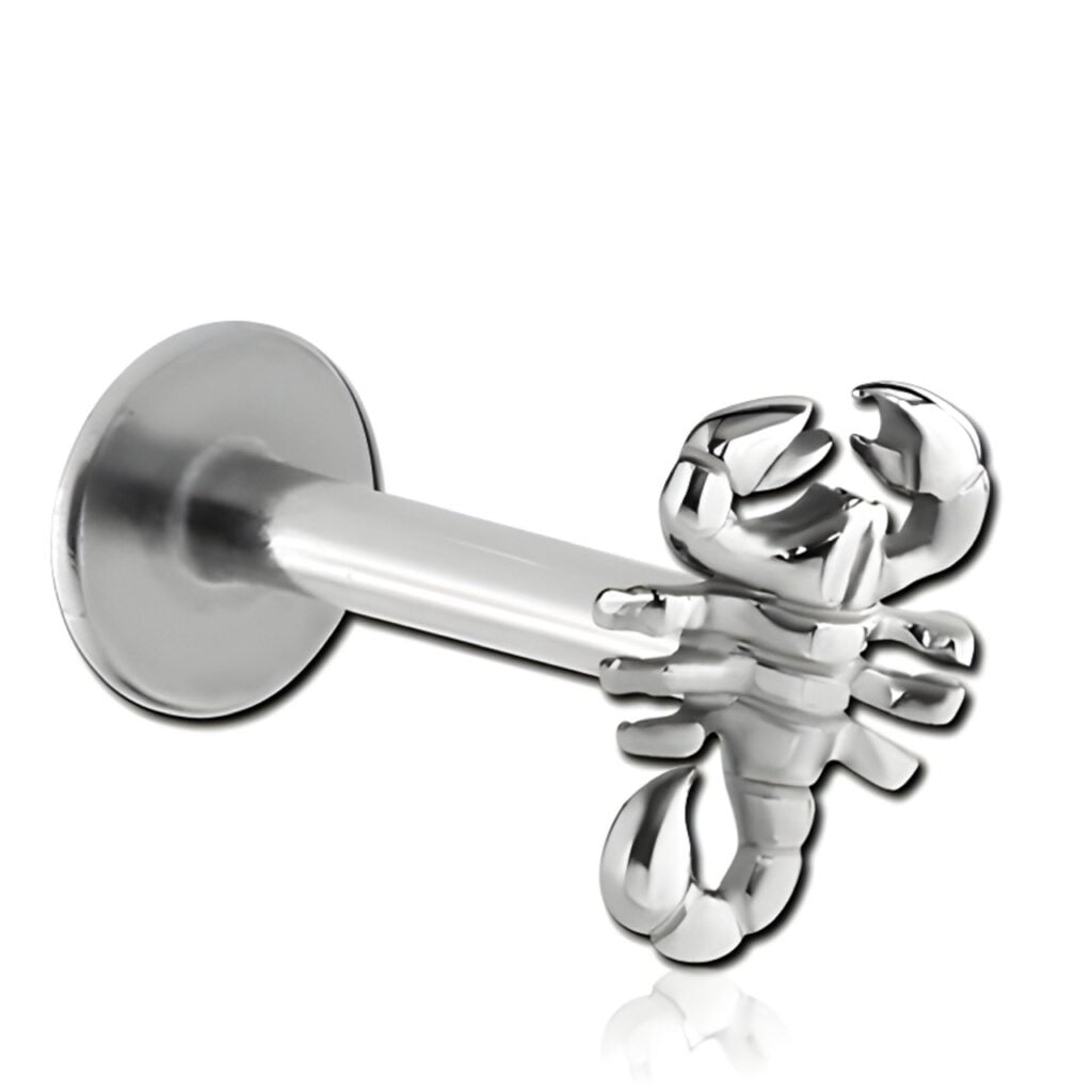 100% 316L Surgical Steel Labret with Micro Scorpion Top