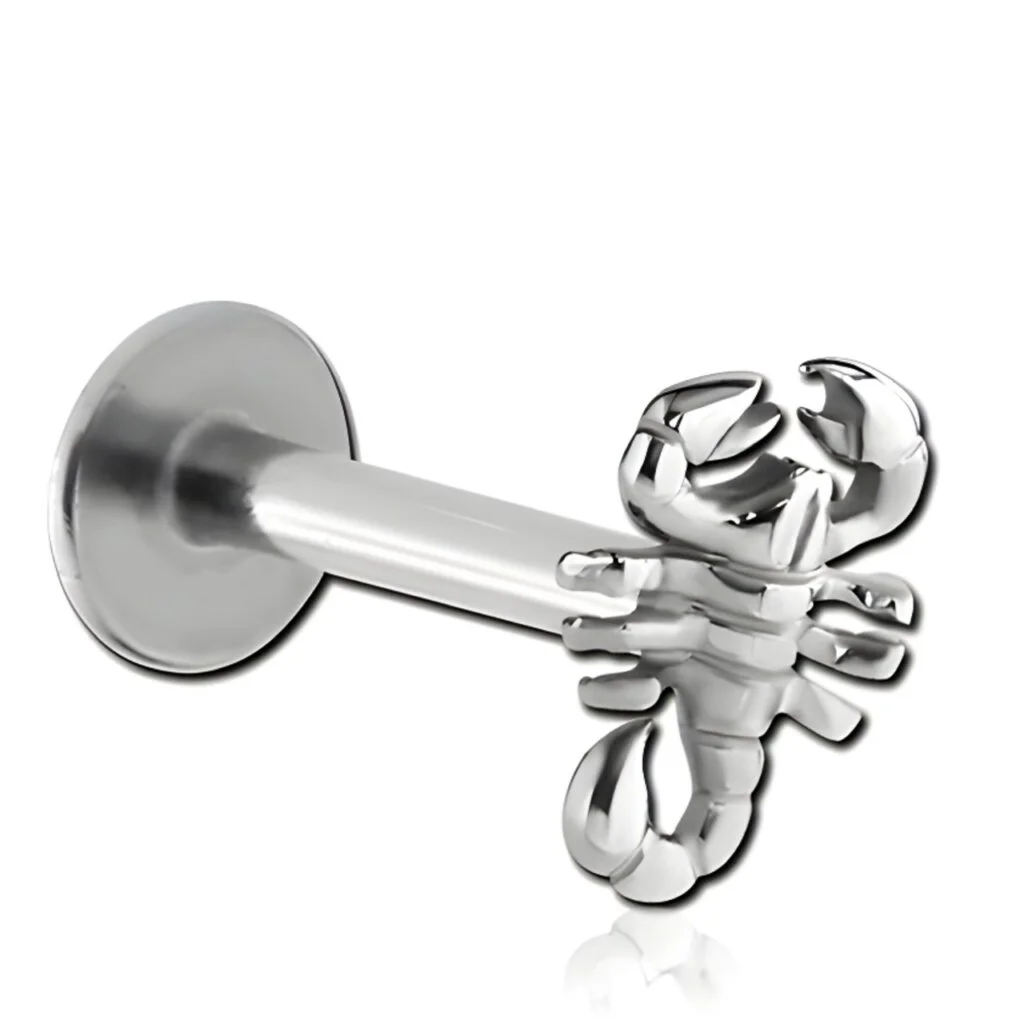 100% 316L Surgical Steel Labret with Micro Scorpion Top