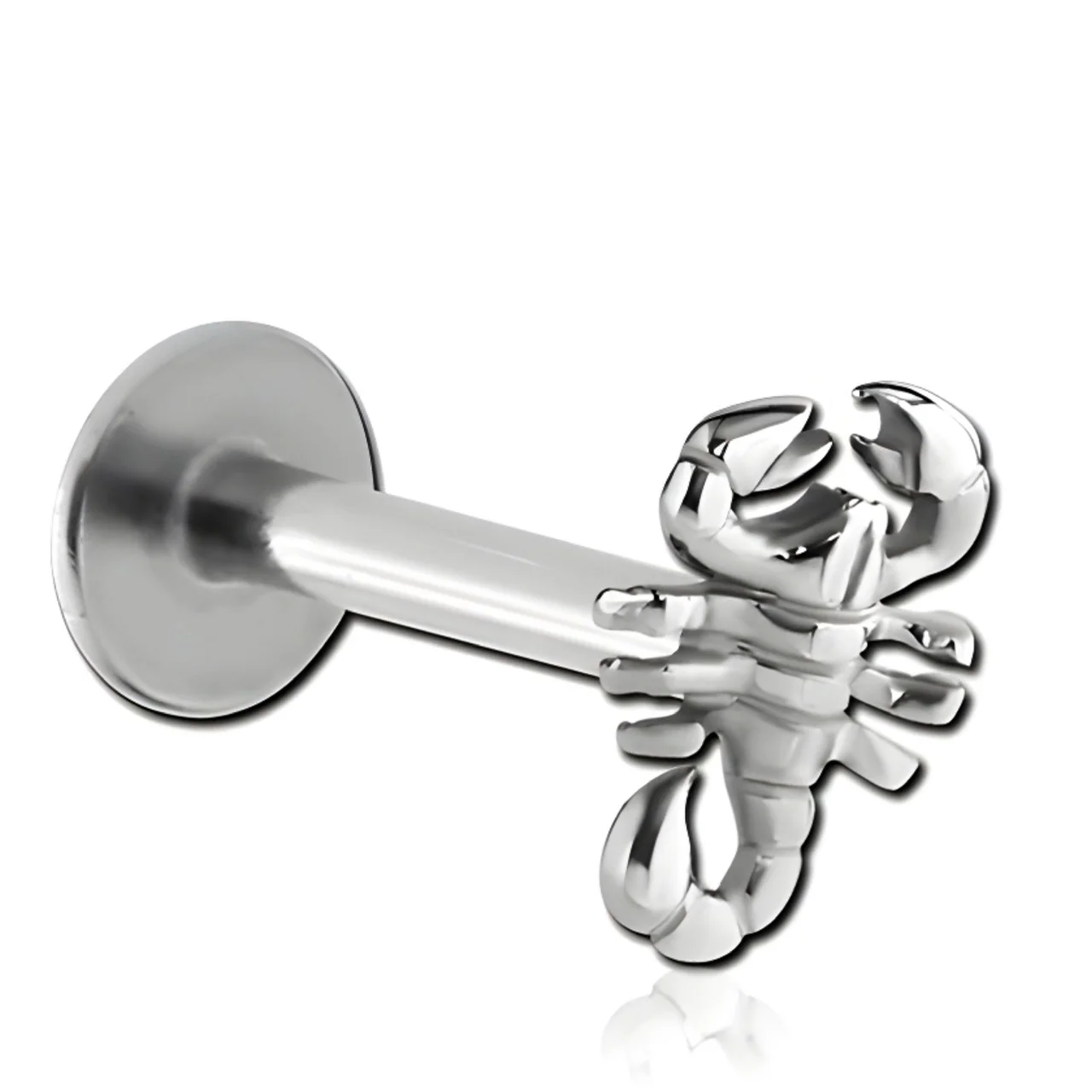 100% 316L Surgical Steel Labret with Micro Scorpion Top - Image 1