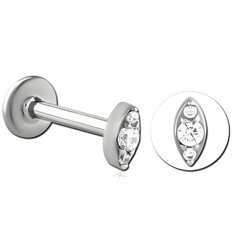 100% 316L Surgical Steel Threaded Labret with Marquise Top