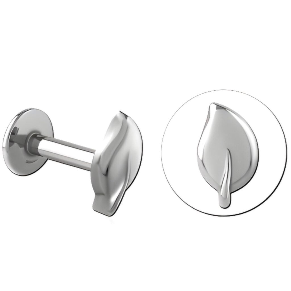 100% 316L Surgical Steel Threaded Labret with Leaf Top
