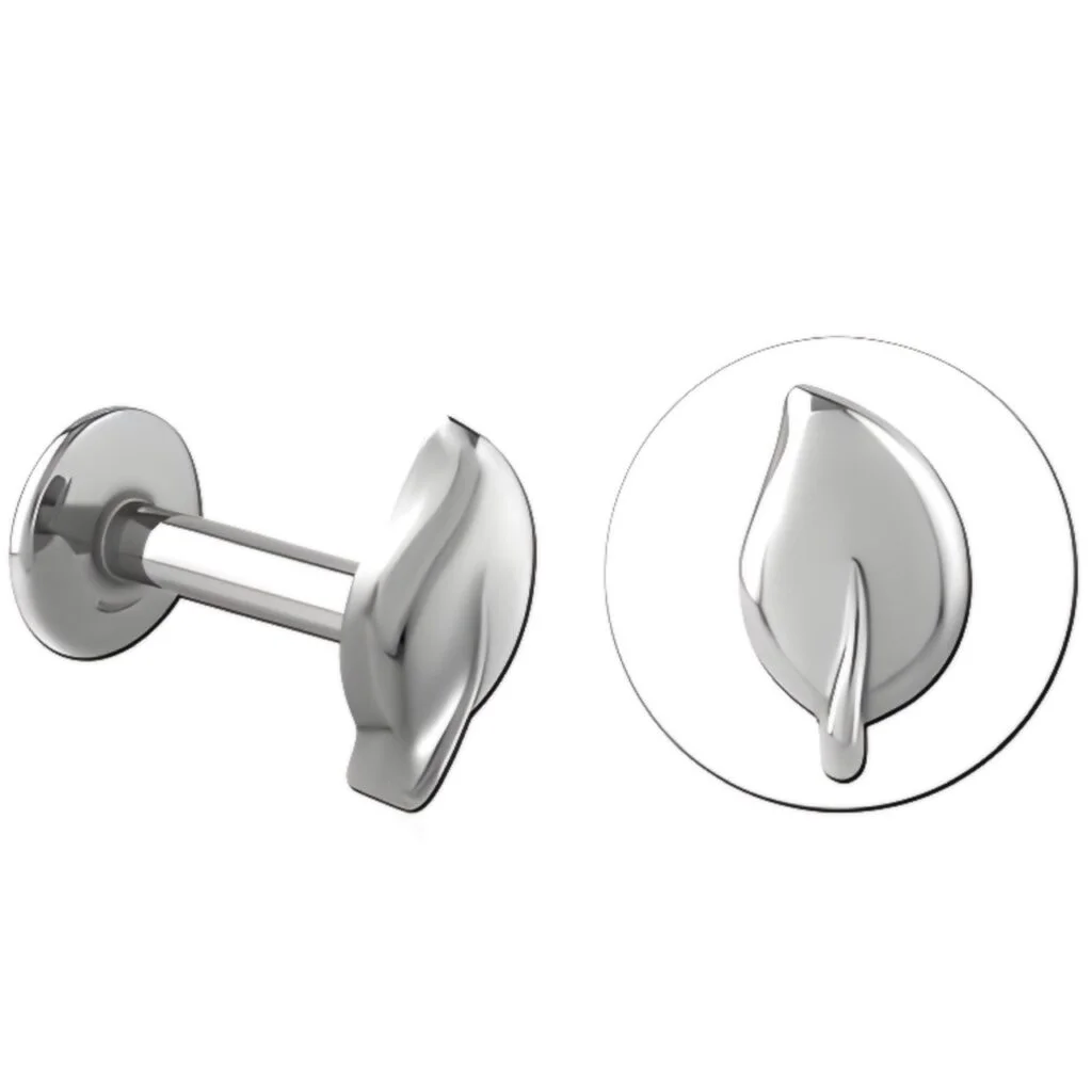 100% 316L Surgical Steel Threaded Labret with Leaf Top