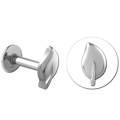 100% 316L Surgical Steel Threaded Labret with Leaf Top
