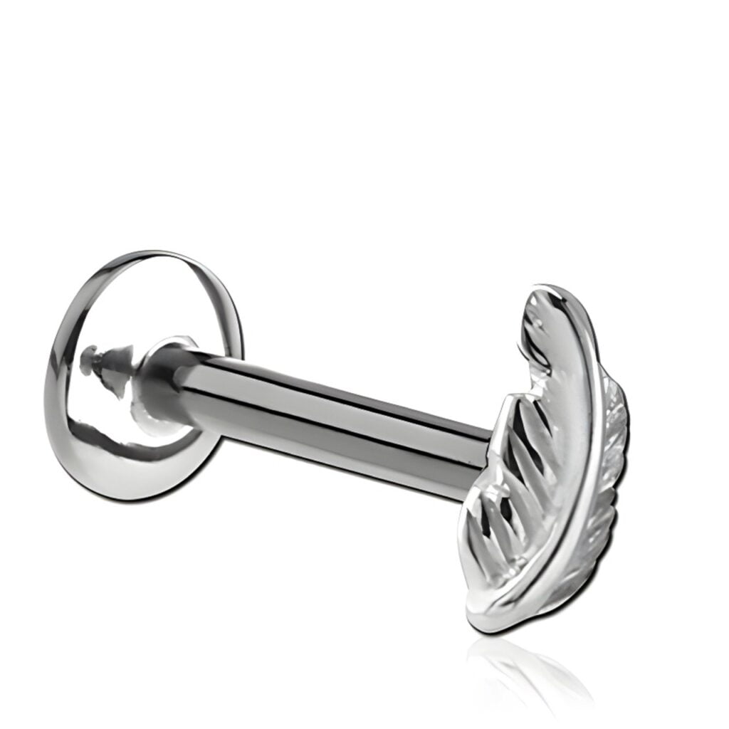 100% 316L Surgical Steel labret with Micro Leaf Top