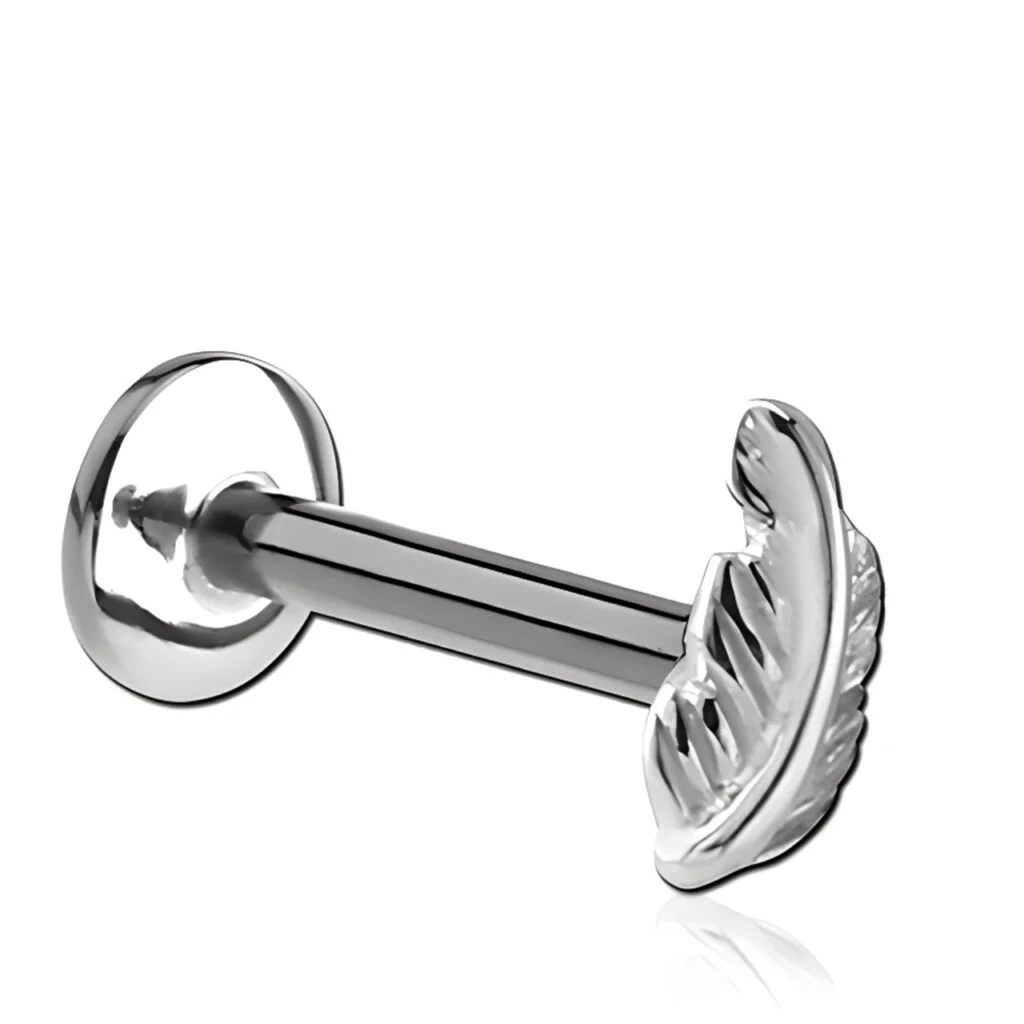 100% 316L Surgical Steel labret with Micro Leaf Top