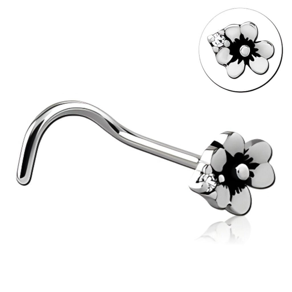 316L Surgical Steel Crystal Set Night Flower Nose Screw