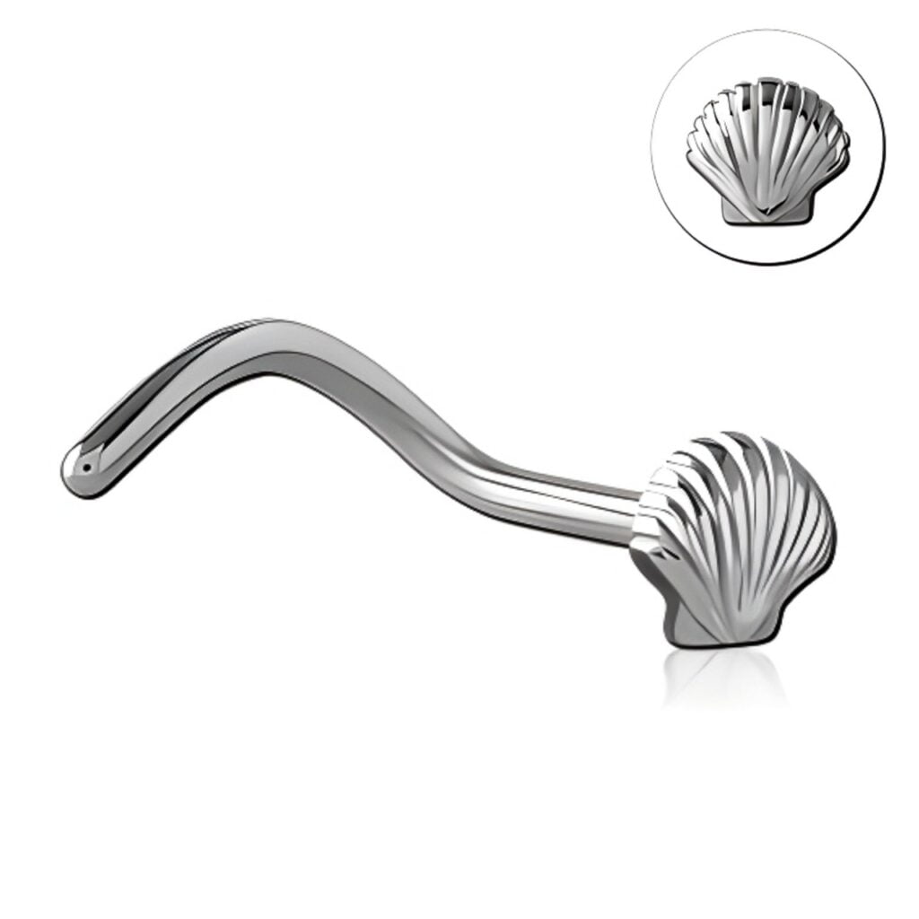 316L Surgical Steel Nose Screw with Seashell Top