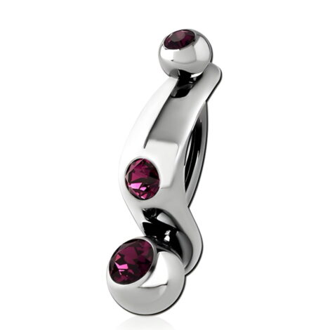 316L Surgical Steel Intimate Jeweled Shield and Double Gem Mini Navel Banana - Image 2