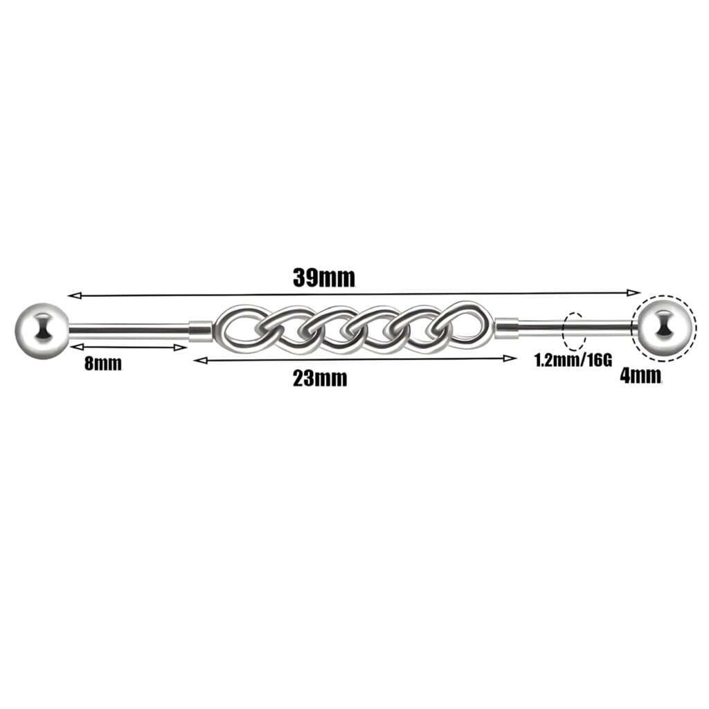 16G Chain Linked Barbells Cartilage, Lobe, Industrial Jewellery