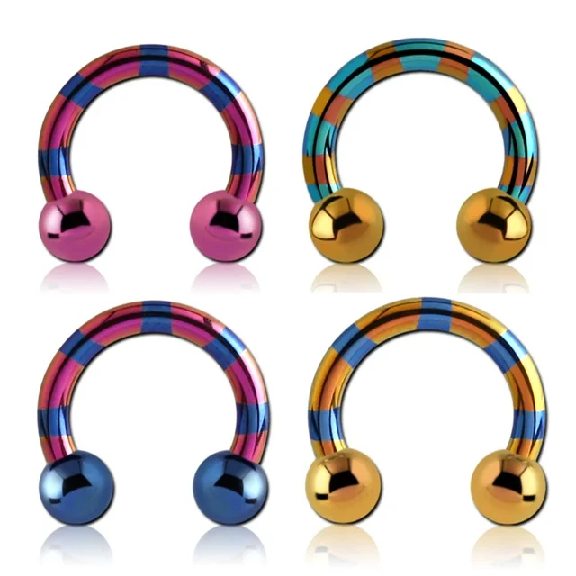 316L Surgical Steel Duo Tone Horseshoe Circular Barbell