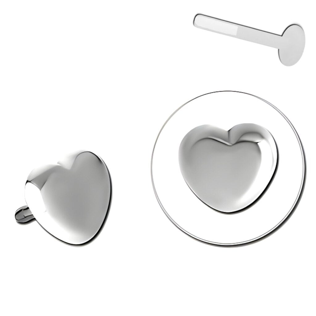 BioFlex Labret Attachment, Heart Push Fit Threadless Top