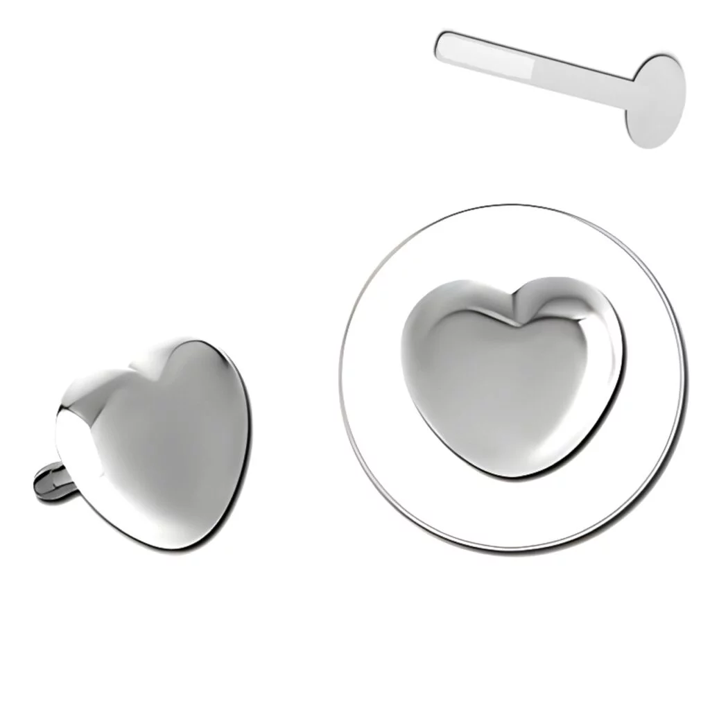 BioFlex Labret Attachment, Heart Push Fit Threadless Top