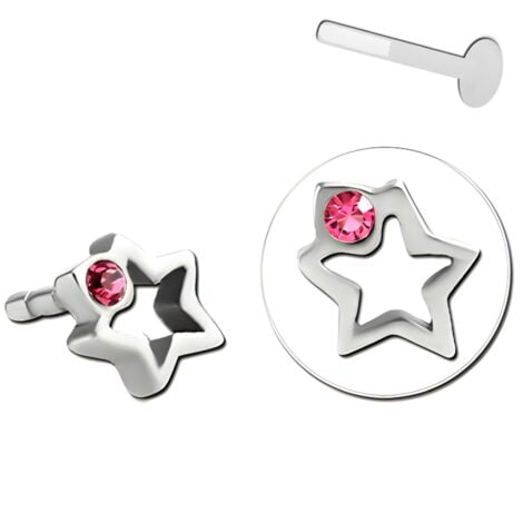Bioflex Labret Attachment, Hollow Pink Gem Star Push Fit Top