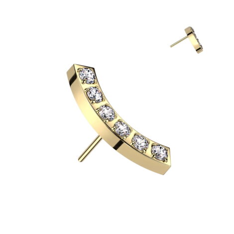 All 316L Surgical Steel Threadless Push In Curved Top with 6 CNC Set CZ - Image 4