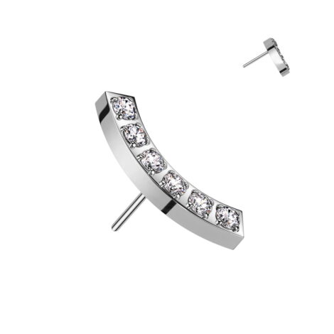 All 316L Surgical Steel Threadless Push In Curved Top with 6 CNC Set CZ - Image 3