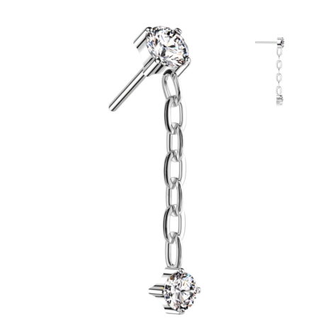 Implant Grade Titanium Threadless Push Pin CZ Top With Dangle - Image 3