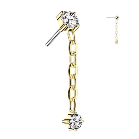 Implant Grade Titanium Threadless Push Pin CZ Top With Dangle - Image 4