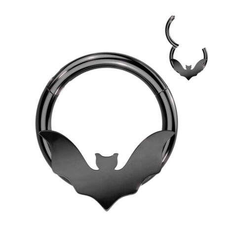 Hinged Segment Ring w/ Bat in High Quality 316L Surgical Steel - Image 5