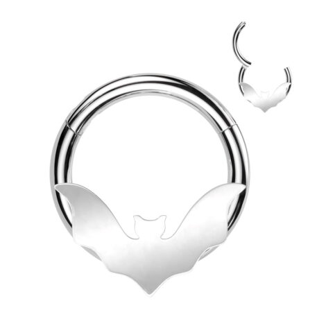 Hinged Segment Ring w/ Bat in High Quality 316L Surgical Steel - Image 4