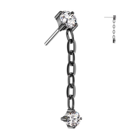 Implant Grade Titanium Threadless Push Pin CZ Top With Dangle - Image 5