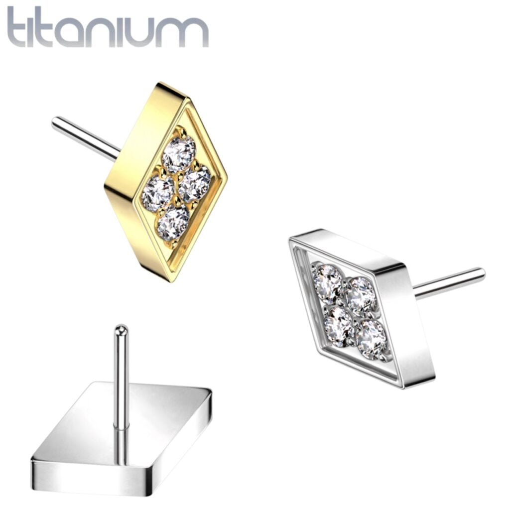 Implant Grade Titanium Threadless Push In Diamond Top Set With CNC CZ