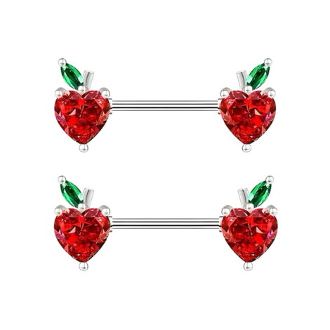 Racy Red Sparkling Heart and Fruit Nipple Ring Pairs - Image 2