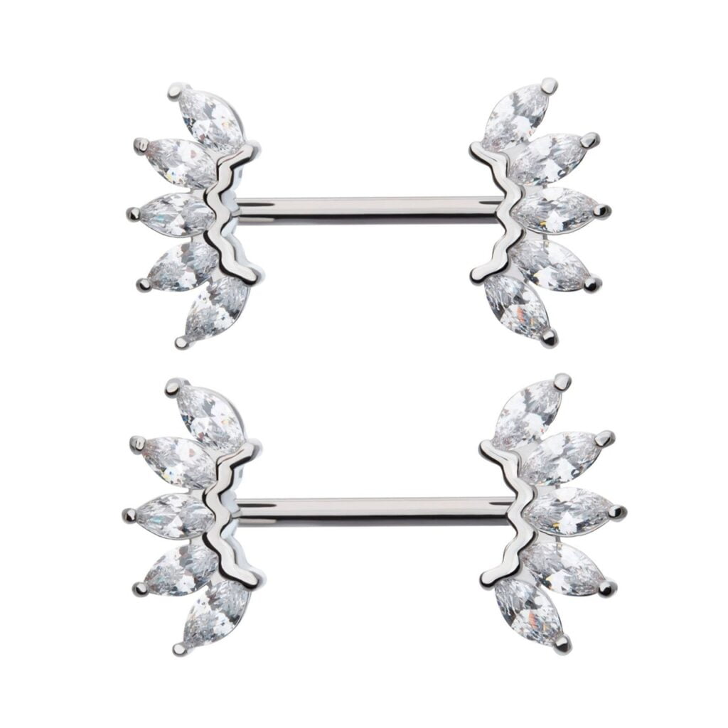 Marquise CZ Fan Nipple Ring Pairs