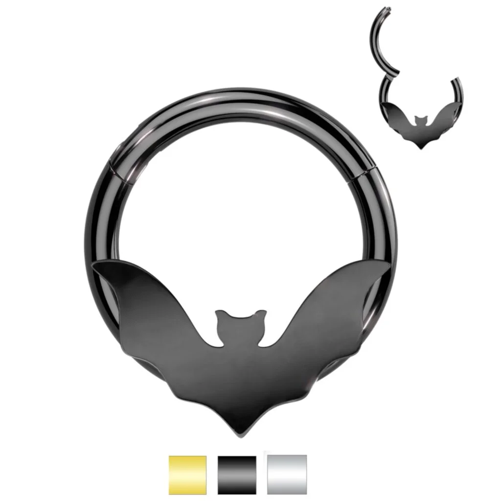 Hinged Segment Ring w/ Bat in High Quality 316L Surgical Steel