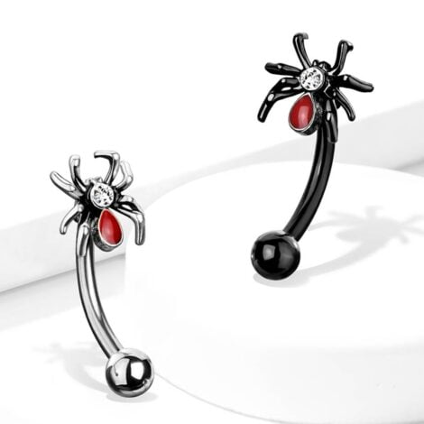 Crystal Set Red Spider Curved Barbells, Eyebrow Rook Rings