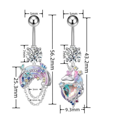 Fantasy Navel Rings with Rainbow Crystals - Image 3