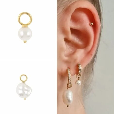 925 Sterling Silver, Gold CZ Mini Charms for Cartilage Rings or Earring Pairs - Image 4