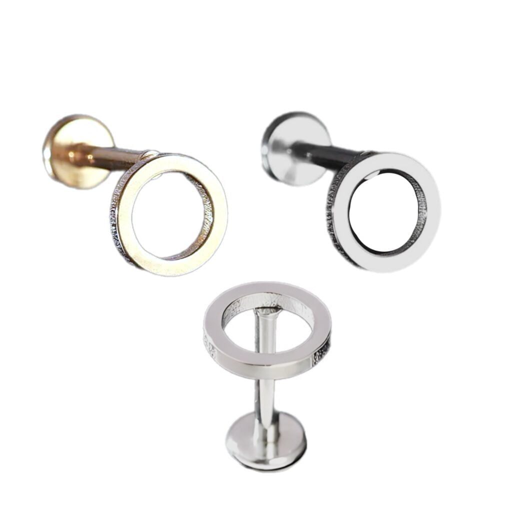 Cartilage Labret Studs Internally Threaded with Mixed Flat Tops