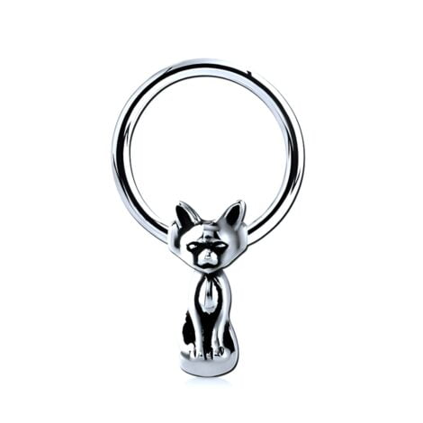 Surgical Steel Ball Closure Ring with Cat Bead, Helix Lobe Hoop