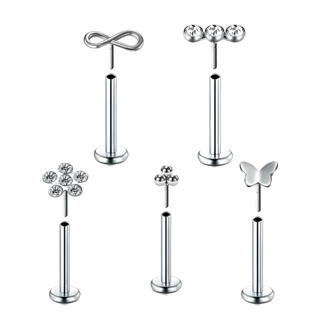Ear Cartilage Lip Labret with Threadless Mixed Push Pin Tops