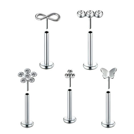 Ear Cartilage Lip Labret with Threadless Mixed Push Pin Tops - Image 4