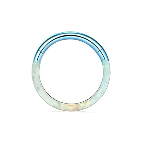 ASTM Titanium Hinged Ring with Front-Set Synthetic Opal Inlay - Image 9